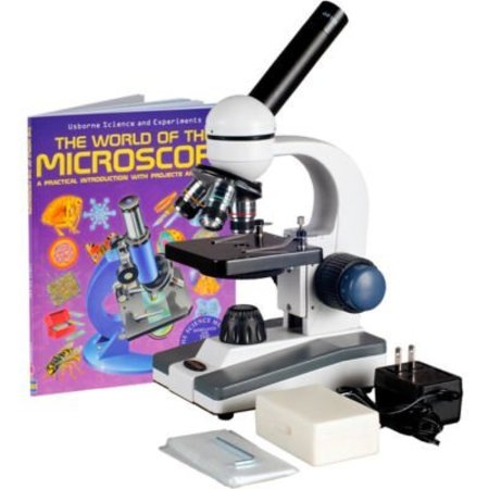UNITED SCOPE LLC. AmScope M150C-PS25-WM 40X-1000X Coarse & Fine Student Compound Microscope + 25 pcs. Slides & Book M150C-PS25-WM